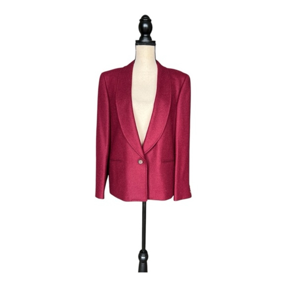 Vintage 70s Daks Red Tailored Blazer with Shawl Lapels Size 10